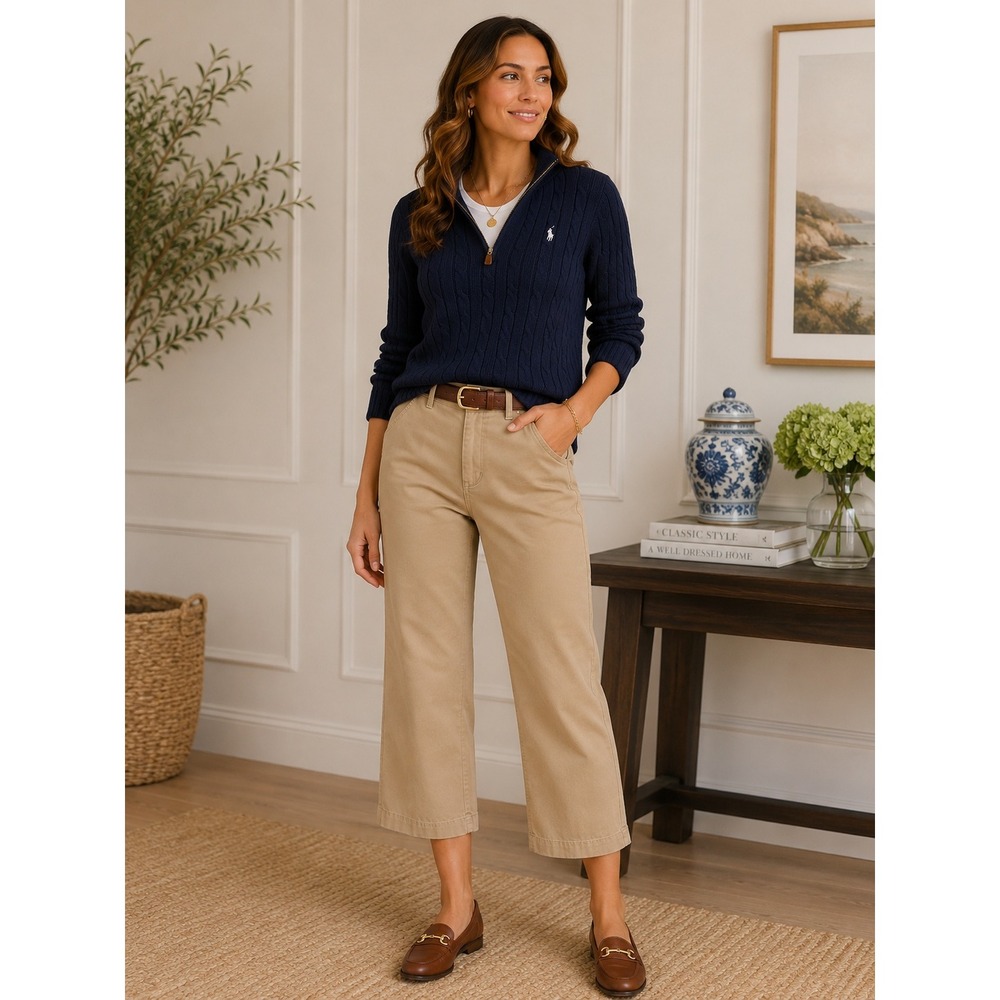 Gap Womens Tan Khaki Chino Ankle Pants Size 8 Cotton Straight Leg Trousers 1213